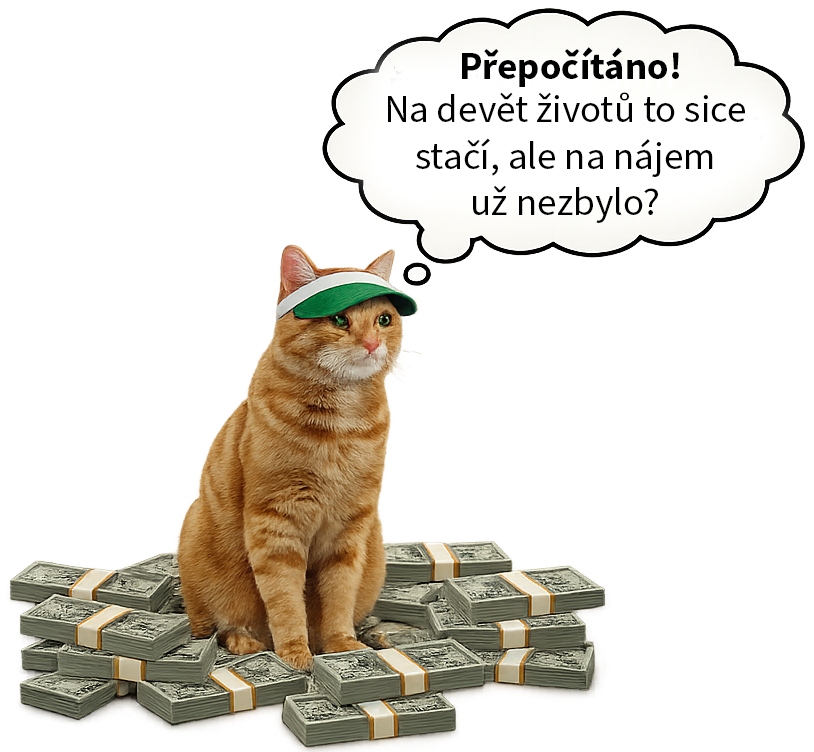 JenPlatím maskot – kočka s penězi